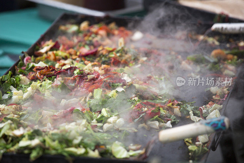 西雅图农贸市场的新鲜烤蔬菜