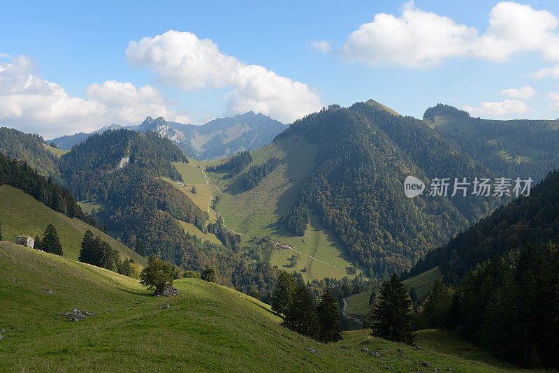 格鲁耶尔和阿尔卑斯山的风景