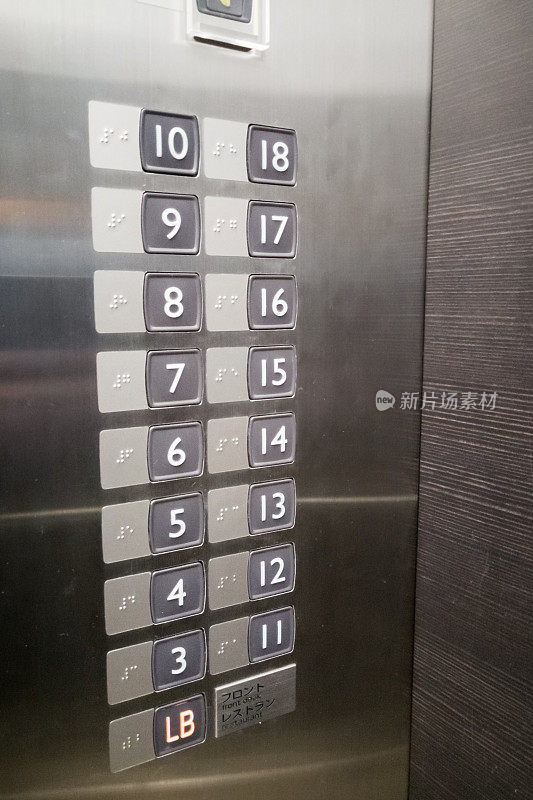 盲人电梯面板上的盲文