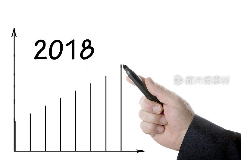 商人写2018年的增长图表