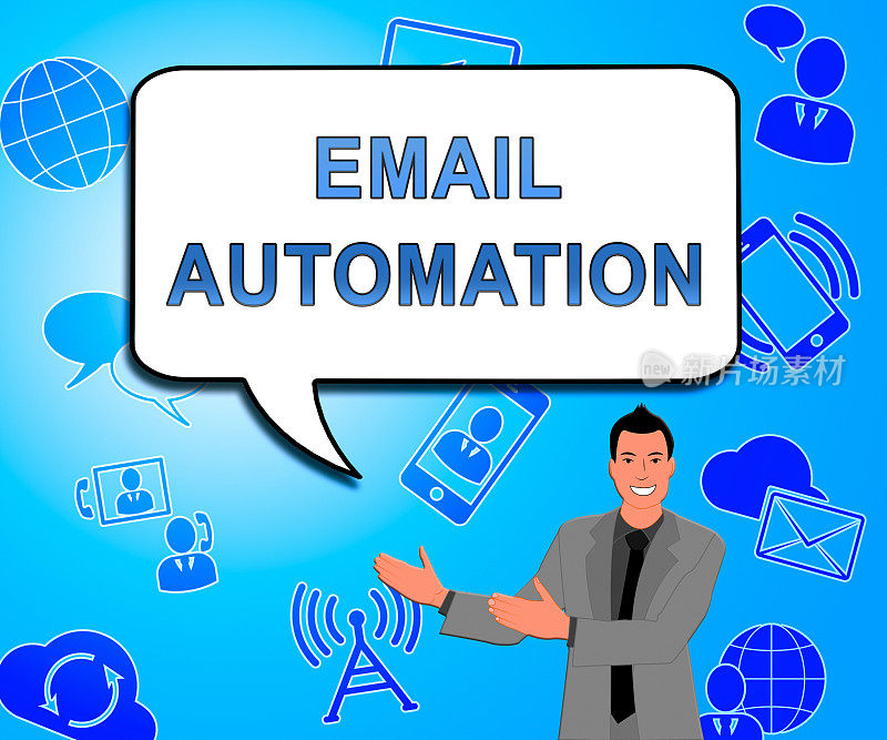 电子邮件自动化数字营销系统2d插图