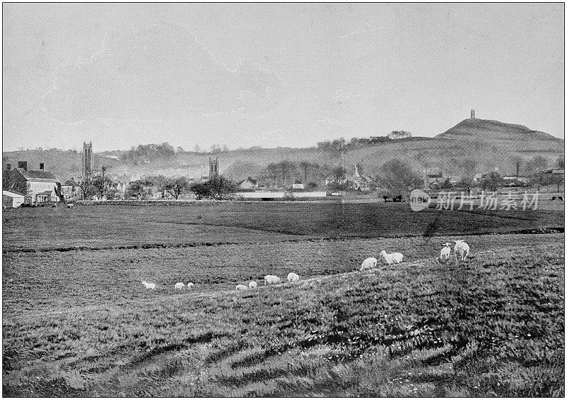 英格兰和威尔士的古老黑白照片:格拉斯顿伯里和托尔