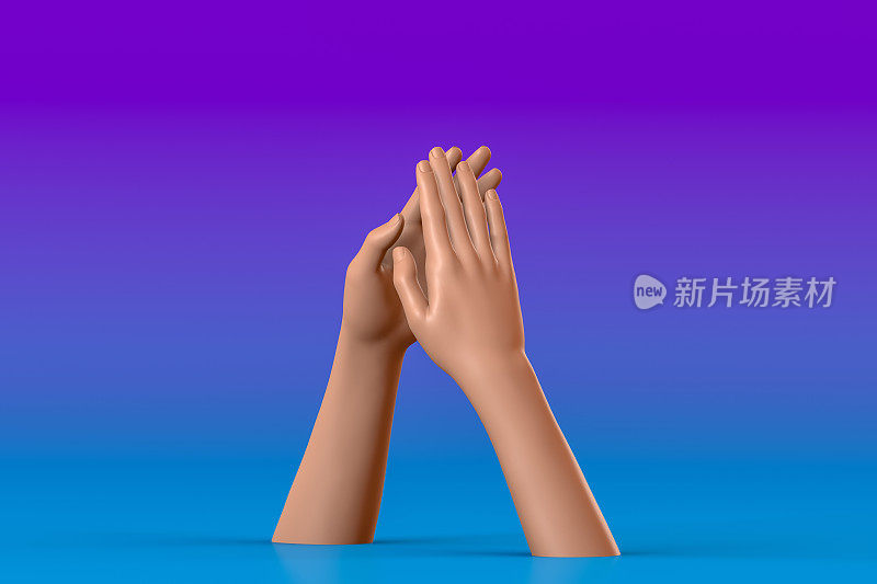 3D手势，女性人体模型，掌声