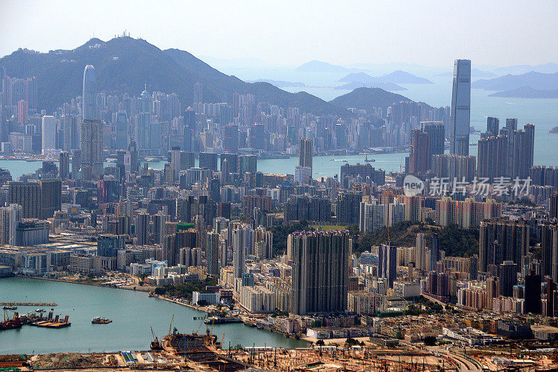 九龙山顶的香港城市景观