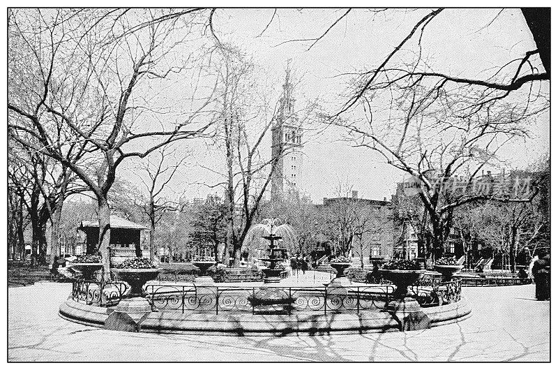 纽约的古董黑白照片:麦迪逊广场公园