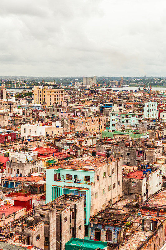 哈瓦那的城市景观，古巴。受欢迎的加勒比和拉丁美洲度假目的地。戏剧性的天空