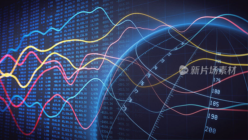全球商务数据分析折线图与电子表格