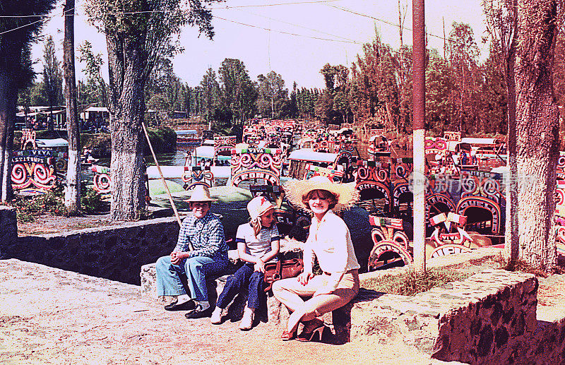 Xochimilco的老式家庭照片