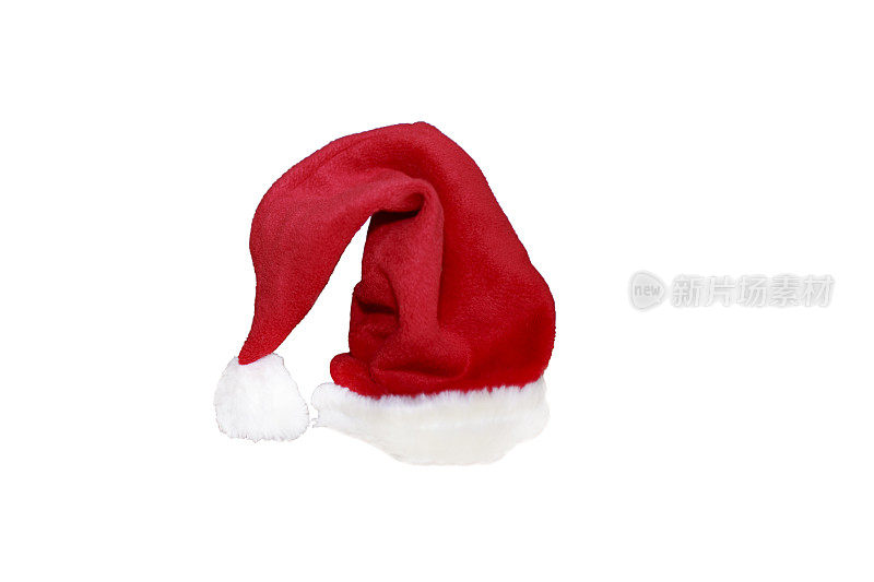 圣诞帽，圣诞老人的红帽孤立在白色的背景