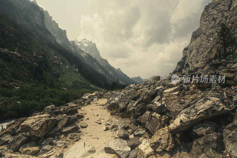 喀斯喀特峡谷徒步旅行步道，大提顿国家公园，怀俄明州山景