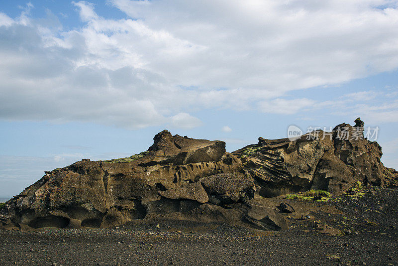 熔岩形成，火山区域被风侵蚀，南冰岛