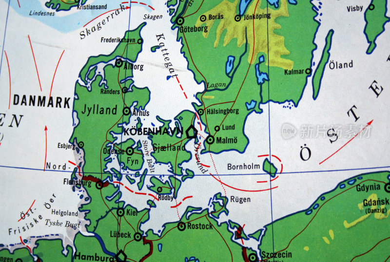显示丹麦的旧地图