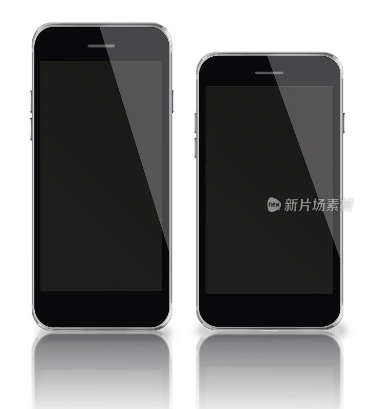 手机智能手机与黑屏隔离在白色背景