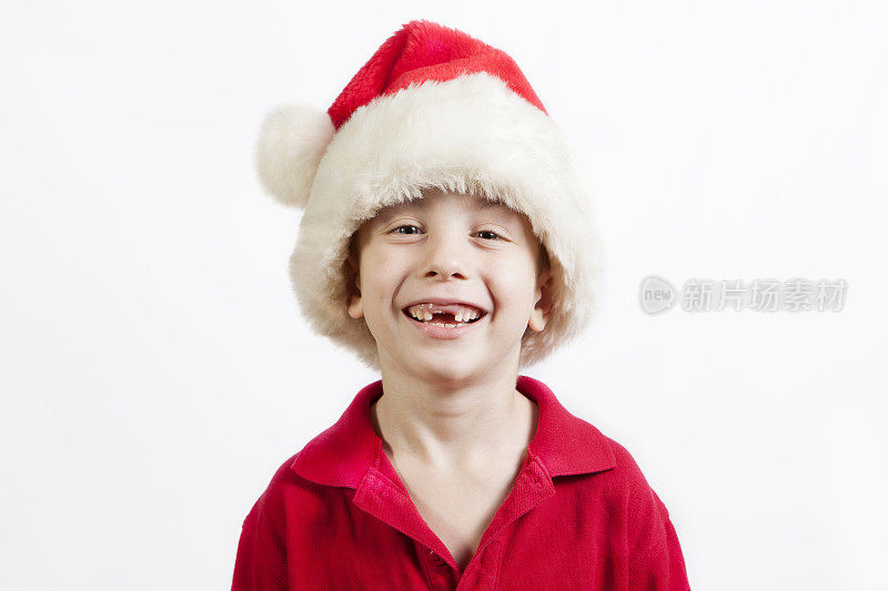 圣诞男孩缺了两颗门牙