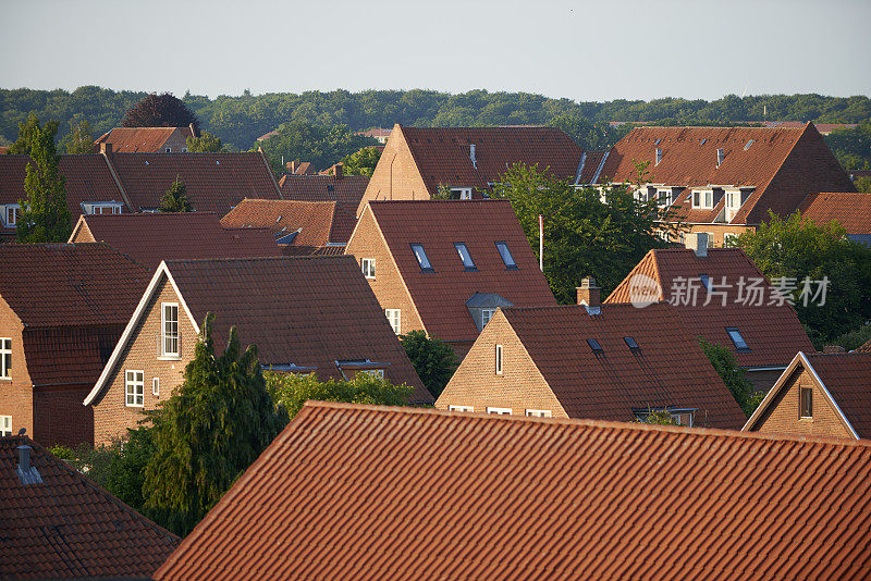 丹麦城市的红色屋顶