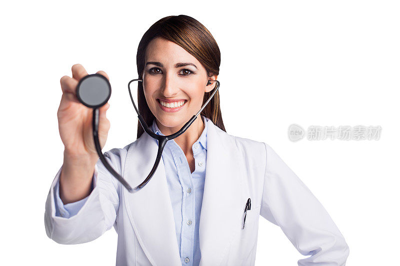 手持听诊器的女医生