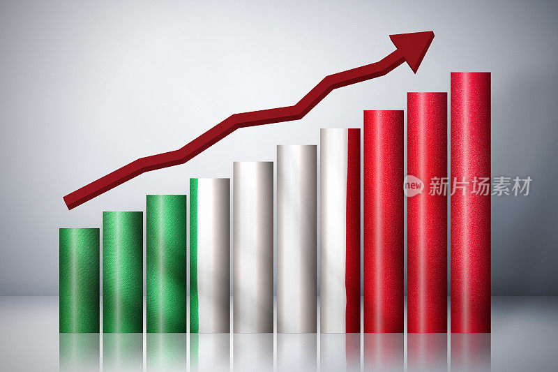 上升的图表关于意大利股票照片