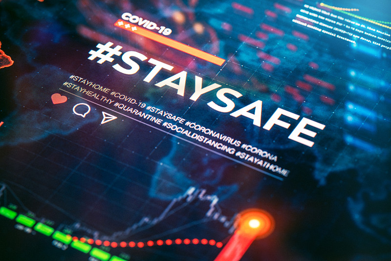 # staysafe。保持安全的标签特写数字显示