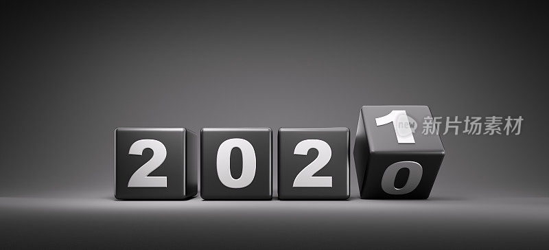 2020年新年改变到2021年概念-改变立方体