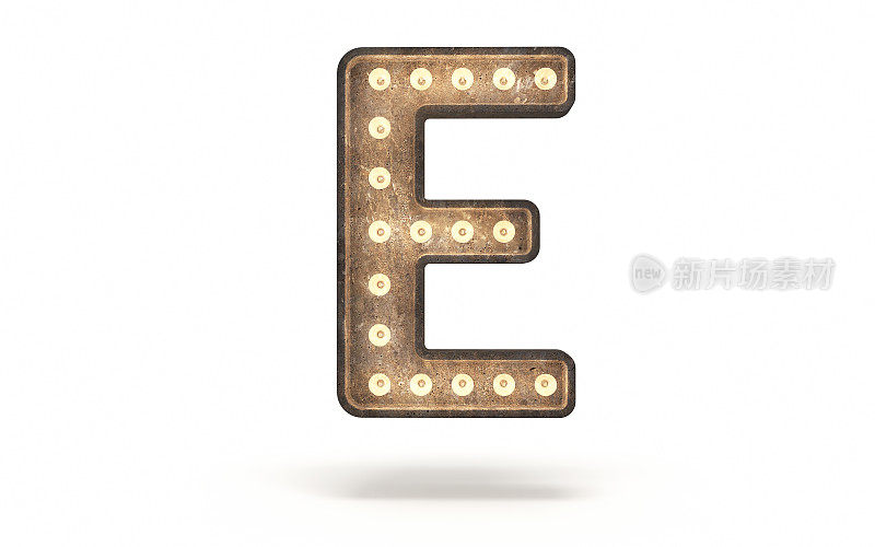 字母E用混凝土覆盖的灯泡装饰