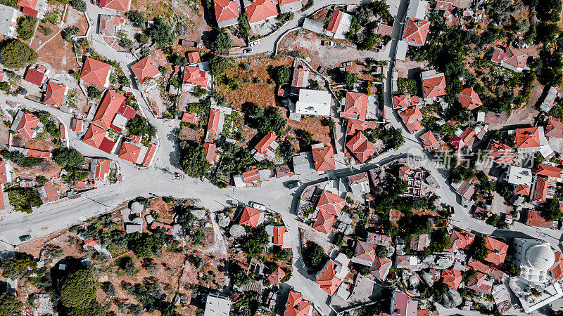 Okcular村无人机照片，贝加马-伊兹密尔，土耳其
