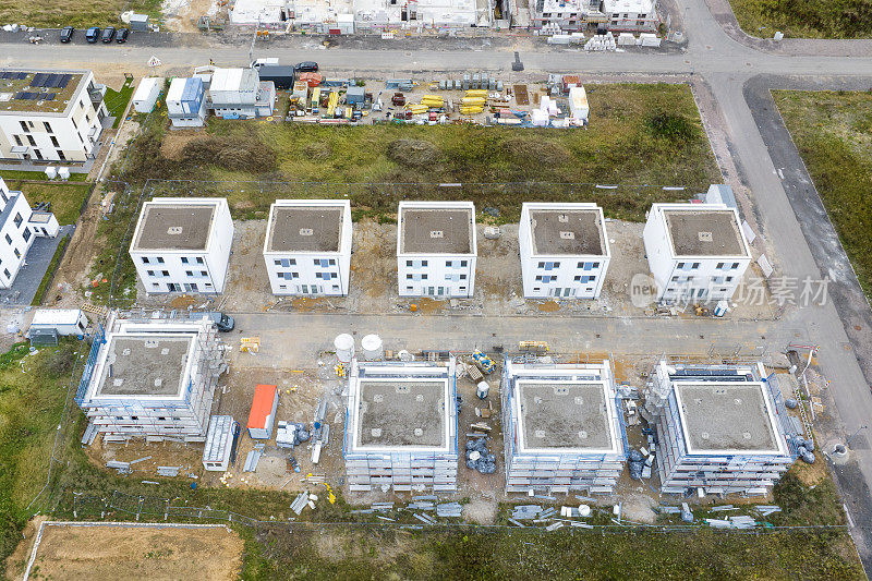 住宅建筑工地-发展区，鸟瞰图