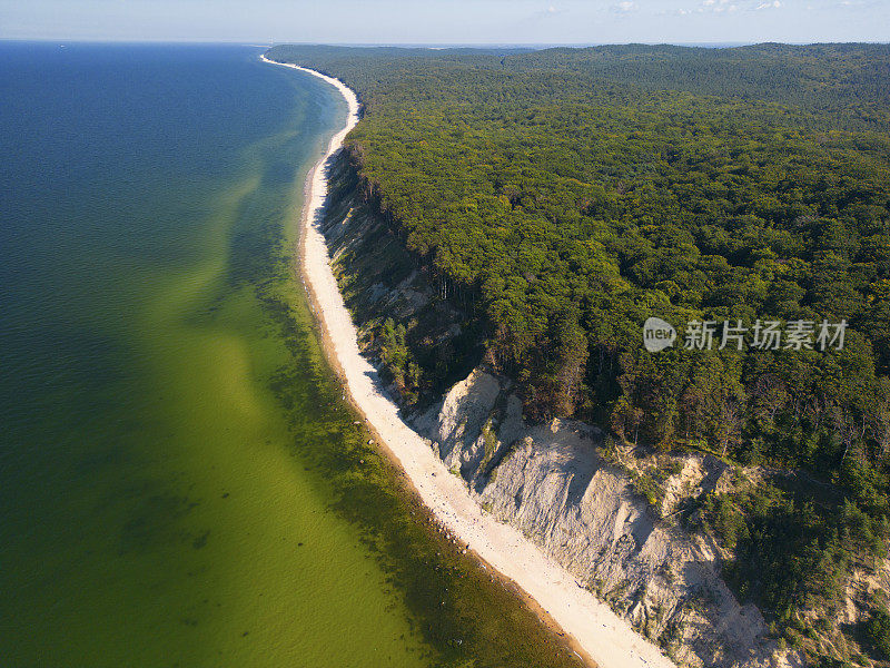 波兰沃林国家公园和波罗的海鸟瞰图