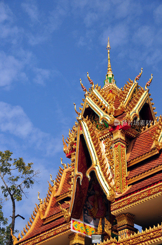 吴仁朋寺——多层屋顶的正门，老挝万象