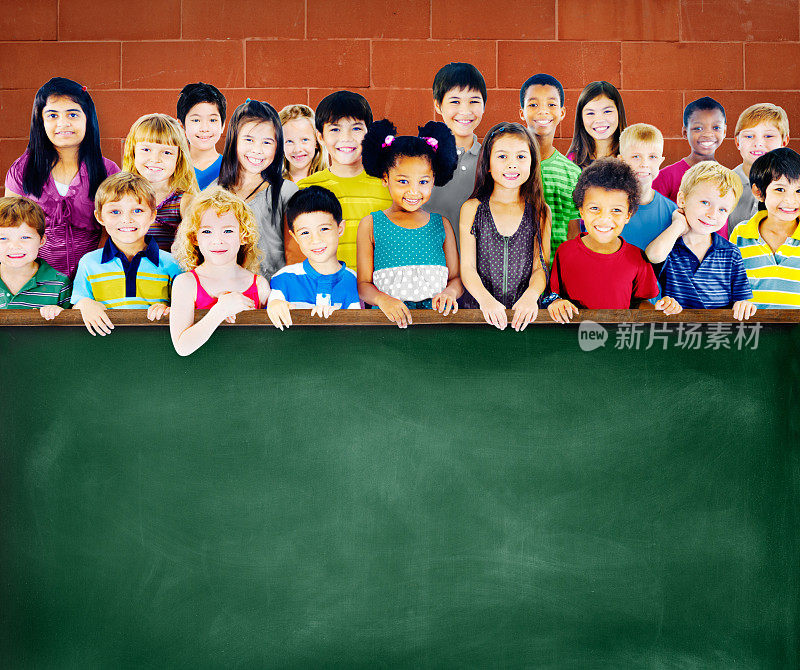 多元友谊组儿童教育黑板书概念