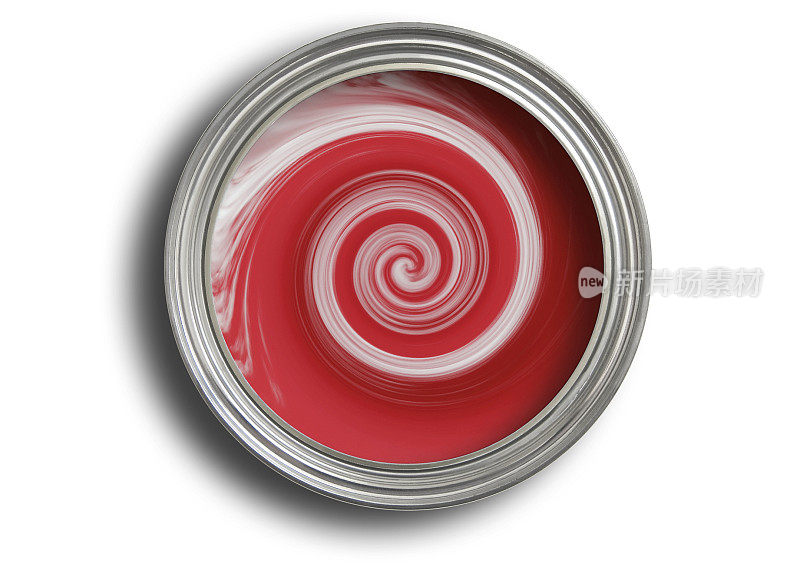 打开一罐正在混合白色漆的红漆