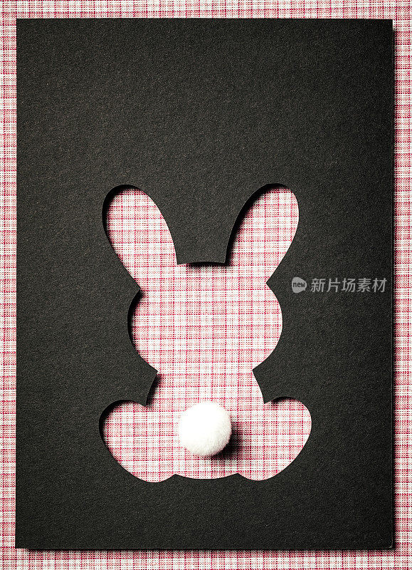 复活节兔子贺卡-检查纸织物背景