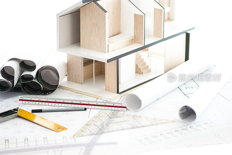 建筑计划，蓝图和房屋模型