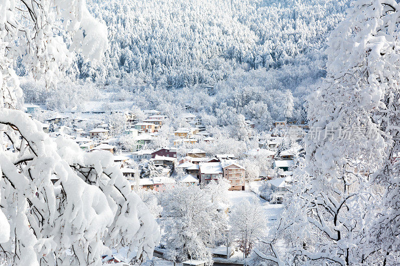 雪下美丽的村庄