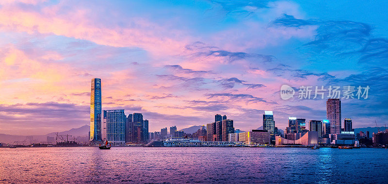 香港城市景观白天和夜晚