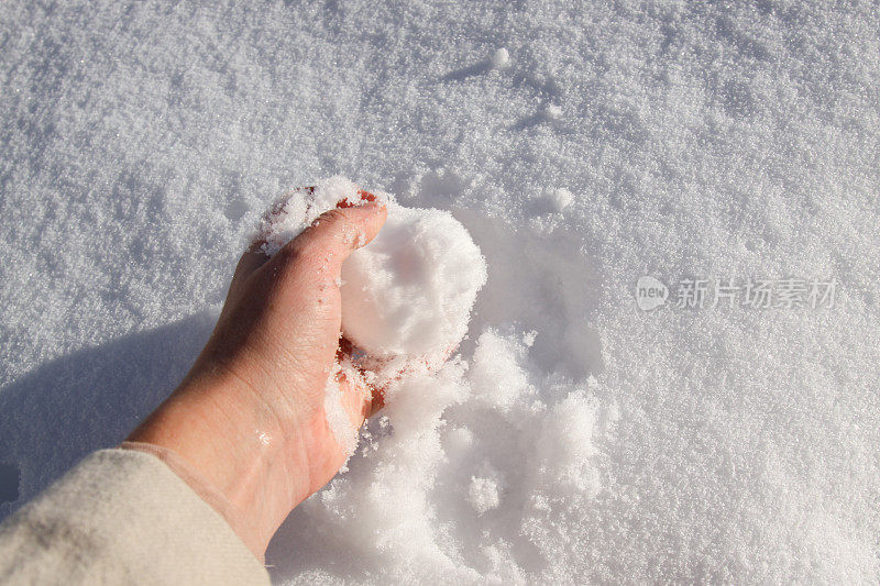 手里拿着雪球