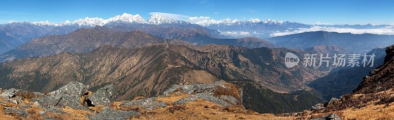 从皮克峰的喜马拉雅山脉全景
