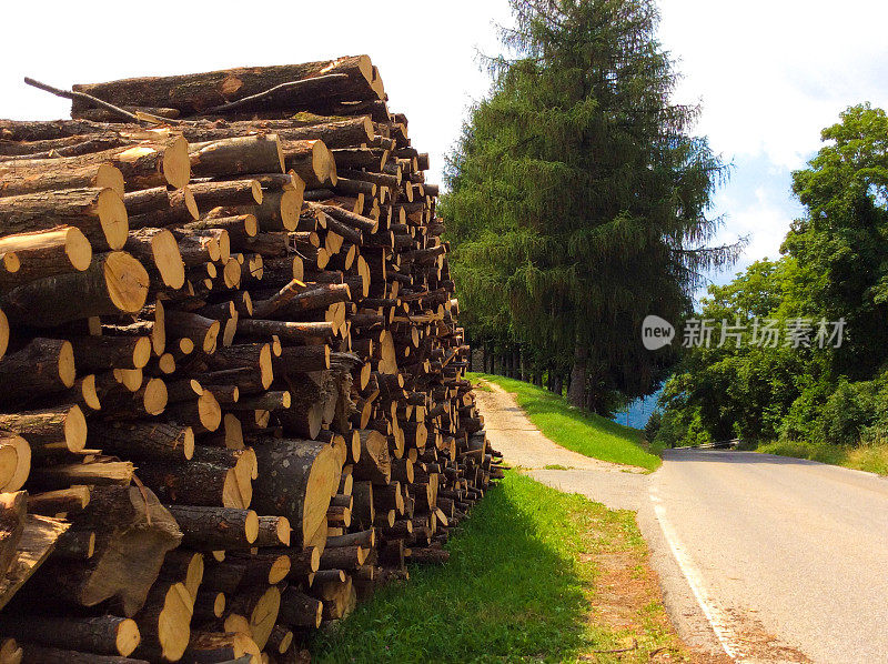 意大利贝加莫附近公路上的柴堆
