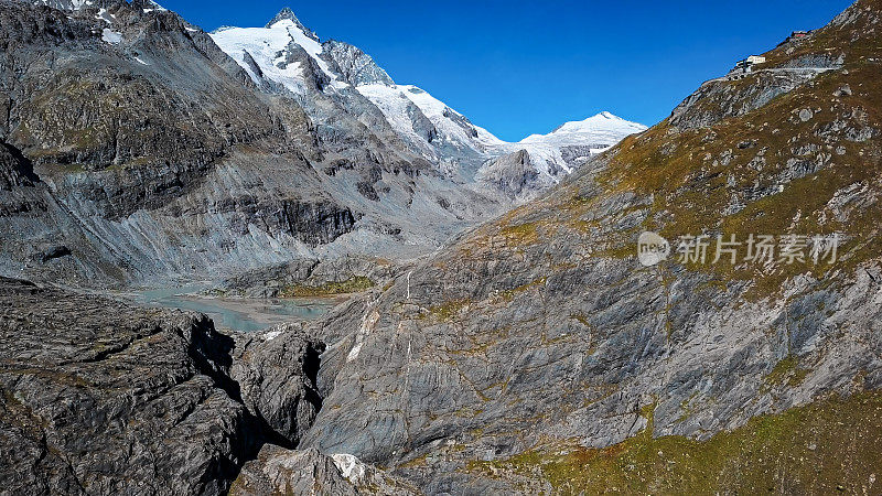 大格洛克纳冰川和风景优美的高山公路，奥地利鸟瞰图