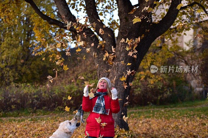 老女人在玩秋叶