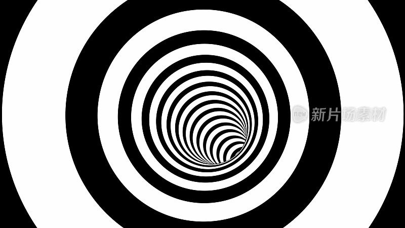 黑白光学幻觉隧道迷幻条纹线-抽象背景纹理