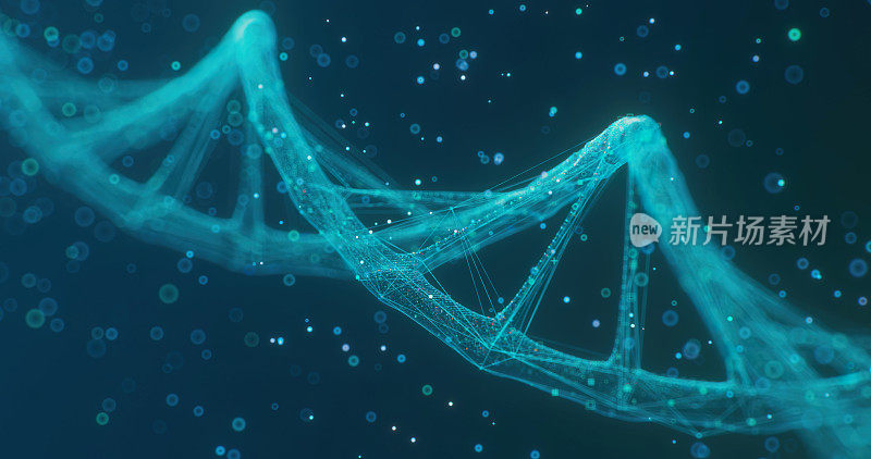 黑色背景上数字生成的DNA片段