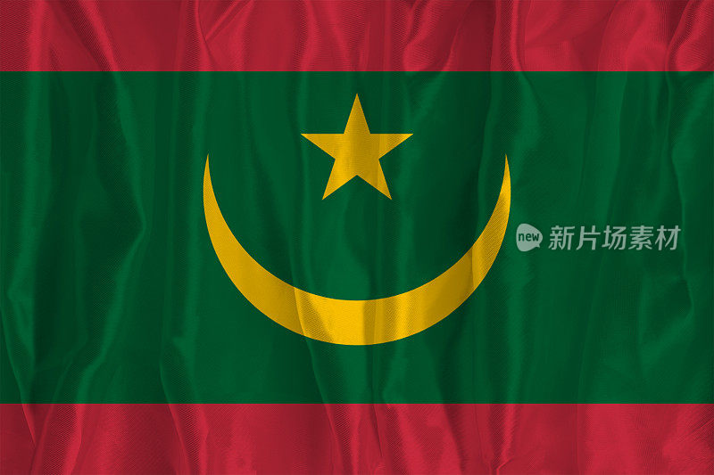 以丝绸为背景的毛里塔尼亚国旗是一个伟大的国家象征。国家的官方国家象征