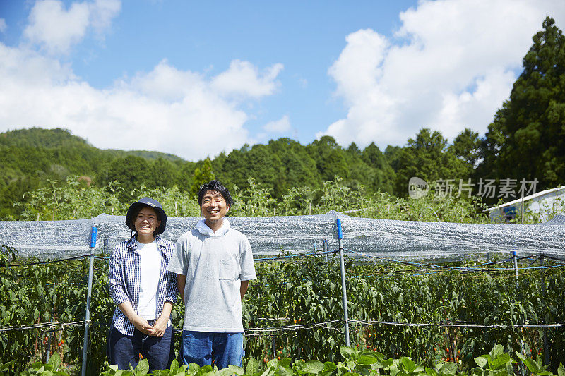 一男一女站在田野里