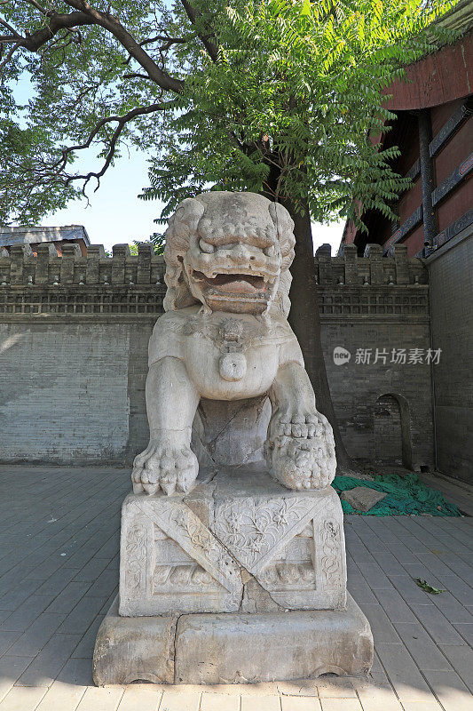 古老的石狮子在北京的一个公园里
