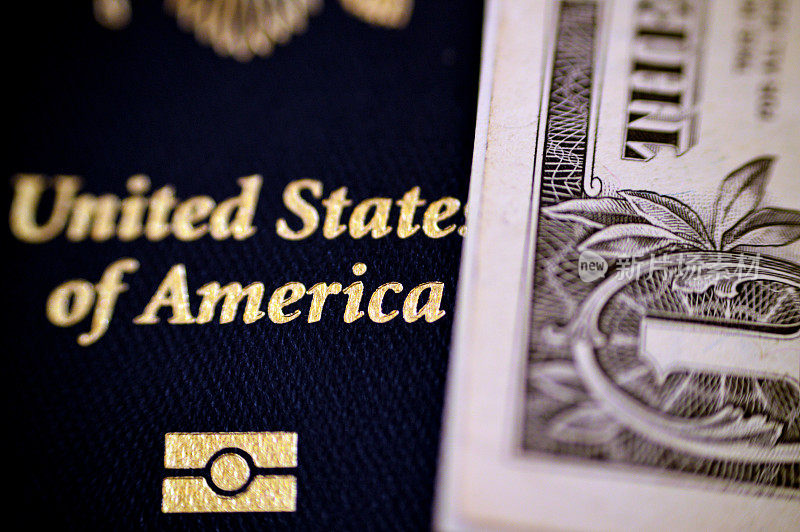 美国护照，是发给美国公民和国民的护照，旅游，旅游的概念，美国签证和前往其他国家旅行，