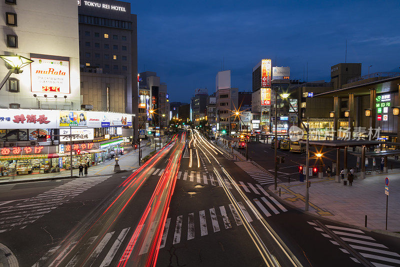 日本长野的夜景街景