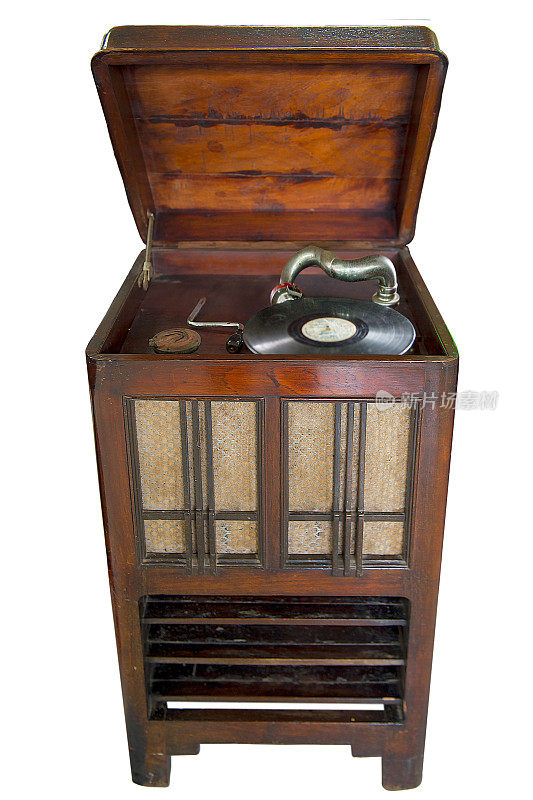 老式黑胶唱片播放器。