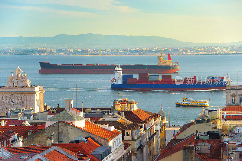 里斯本水路运输。葡萄牙