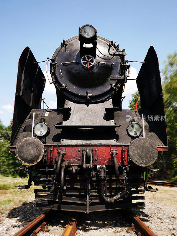 铁路上的老式蒸汽机车