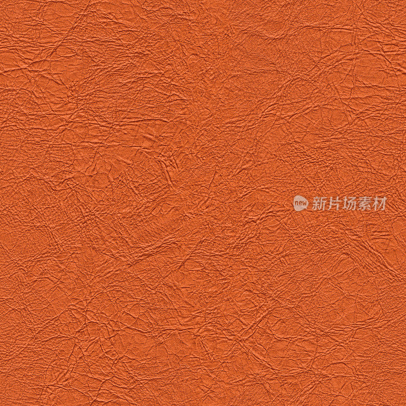 高分辨率无缝橙色人造生态皮革皱褶纹理